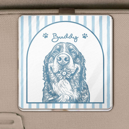 Turn Pets' Photo Into Art - Vintage Stripe - Personalized Car Visor Clip 2