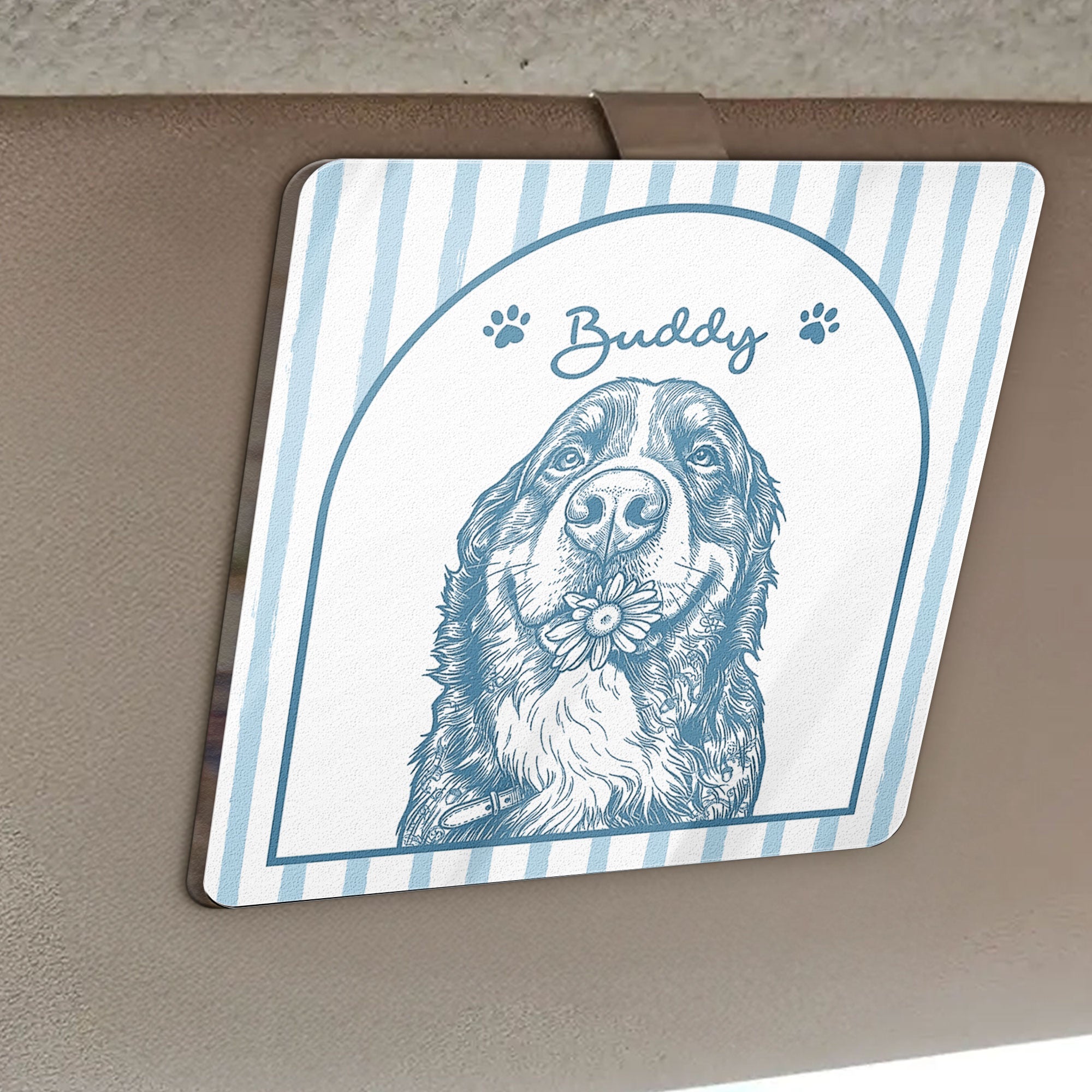 Turn Pets' Photo Into Art - Vintage Stripe - Personalized Car Visor Clip 3