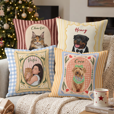 Turn Pet's Photo Into Artwork - For Dog Mom, Cat Mom Woven - Personalized Pillow Cover
