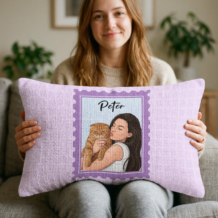 Turn Pet's Photo Into Artwork - For Dog Mom, Cat Mom Woven - Personalized Pillow Cover 8