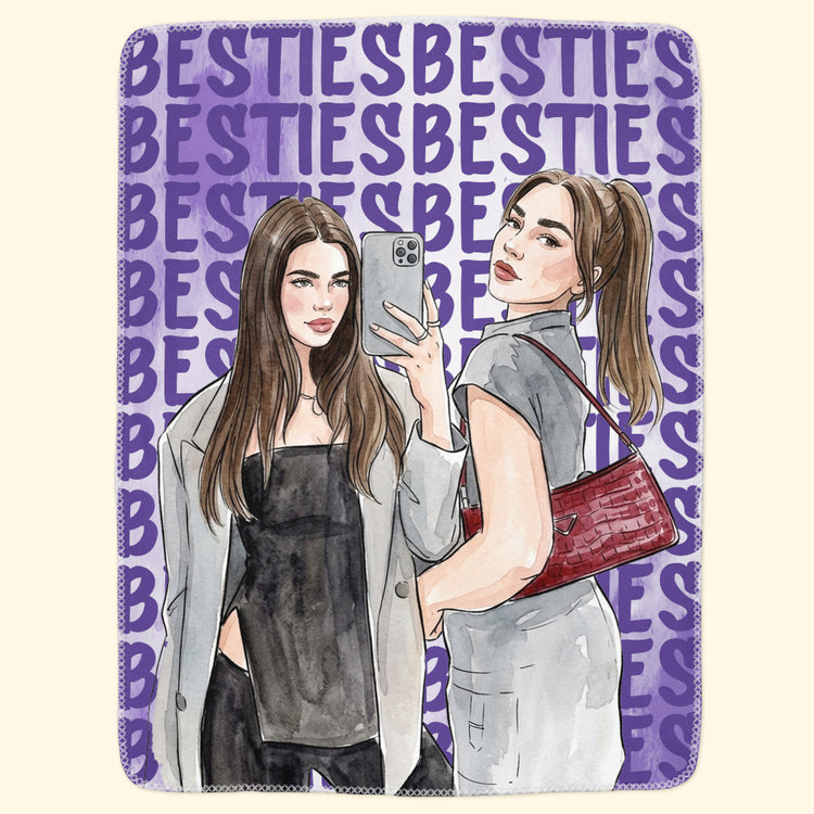 Turn Photo Into Art - Friendship Best Btches Thank You Gifts - Personalized Blanket 2