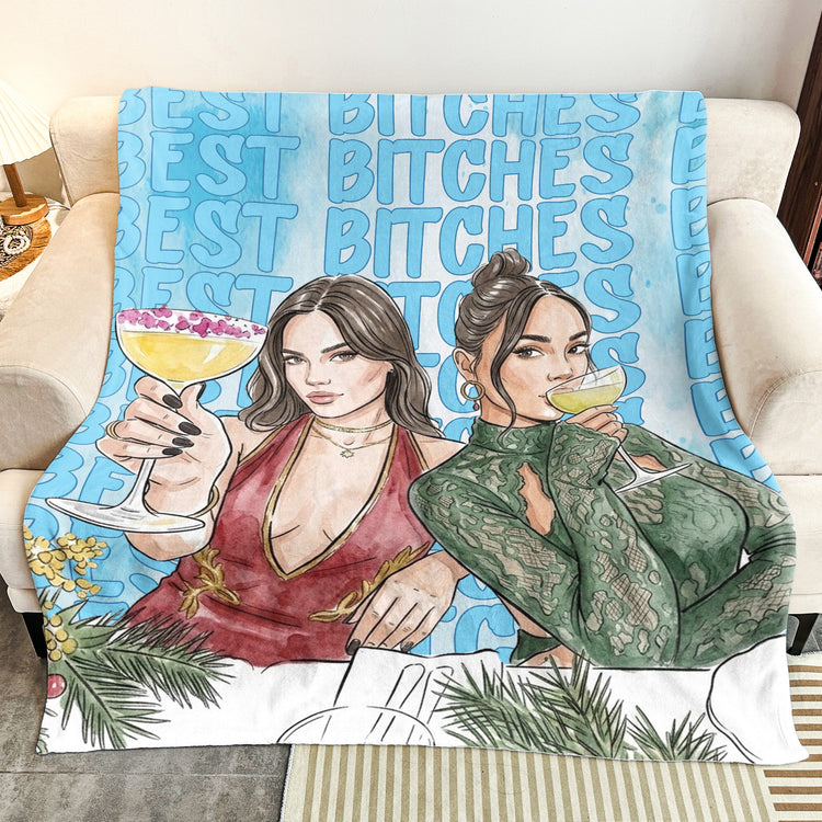 Turn Photo Into Art - Friendship Best Btches Thank You Gifts - Personalized Blanket 4