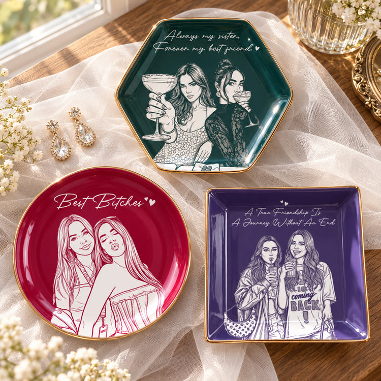 Turn Photo Into Art - Thank You Friendship Gifts For Besties, Sisters - Personalized Jewelry Dish 1