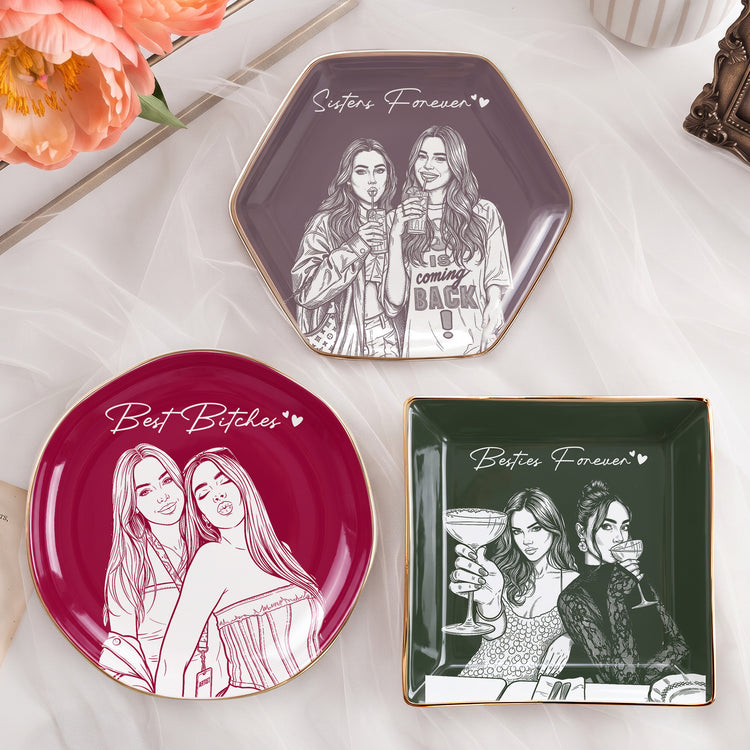Turn Photo Into Art - Thank You Friendship Gifts For Besties, Sisters - Personalized Jewelry Dish 2
