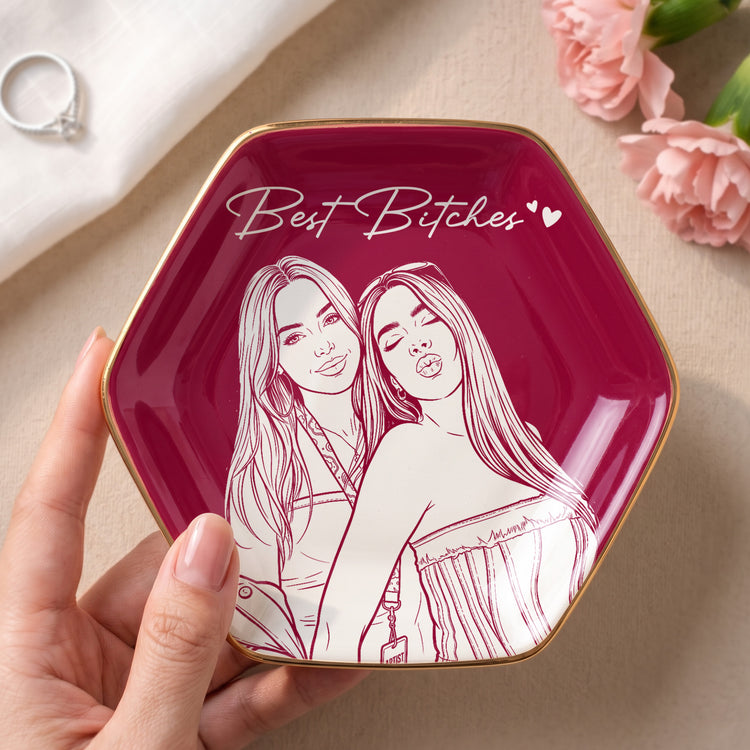 Turn Photo Into Art - Thank You Friendship Gifts For Besties, Sisters - Personalized Jewelry Dish 4