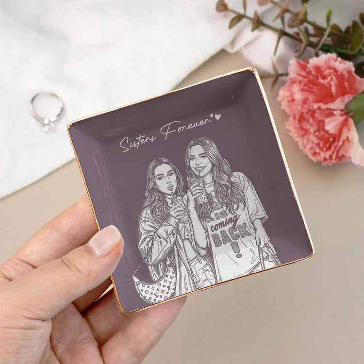 Turn Photo Into Art - Thank You Friendship Gifts For Besties, Sisters - Personalized Jewelry Dish 7
