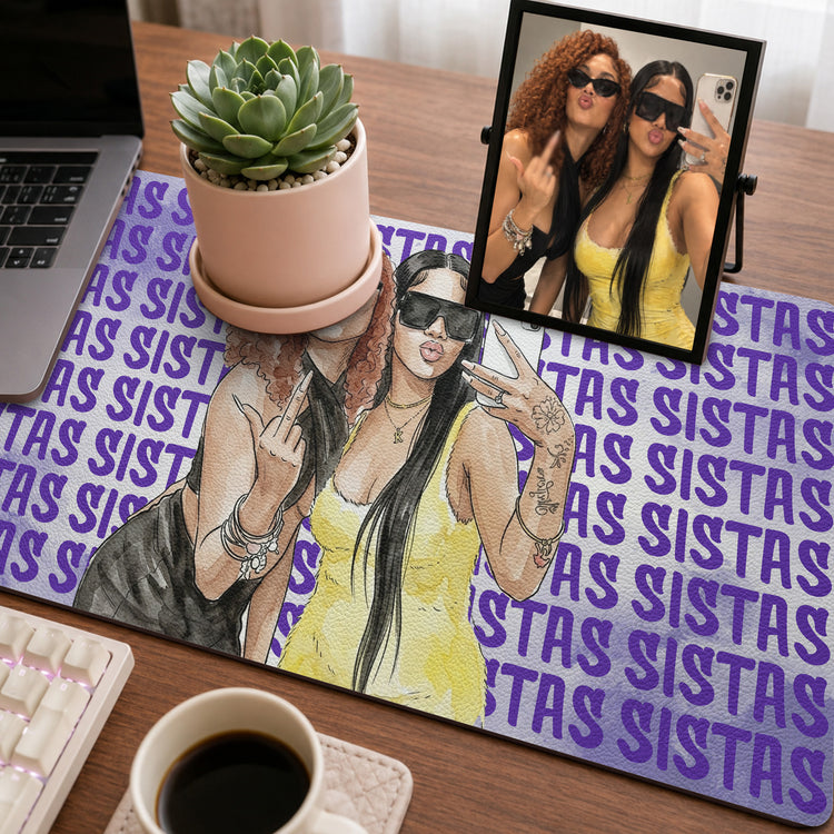 Turn Your Photo Into Watercolor Art, Best B*tches Friendship Gifts - Personalized Desk Mat 4