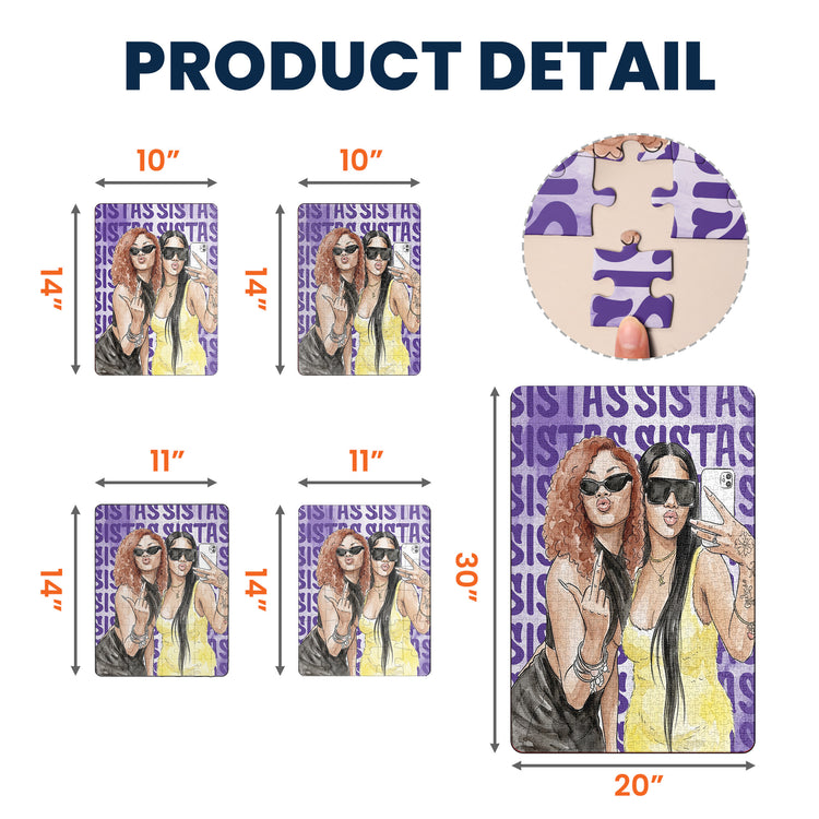 Turn Your Photo Into Watercolor Art - Best B*Tches Friendship Gifts - Personalized Puzzle 5