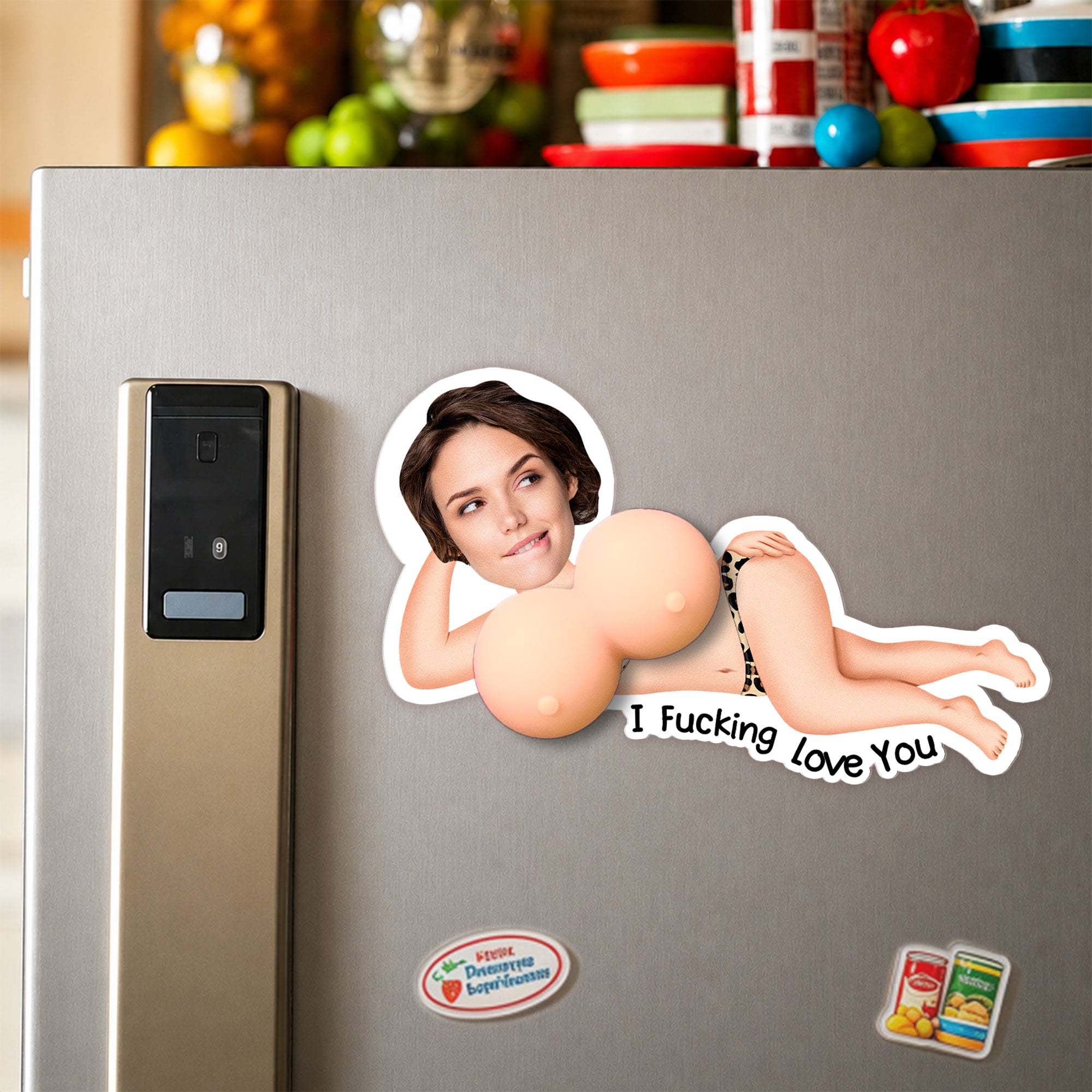 Upload Face - 3D Funny Squishy Gift For Him, Husband, Boyfriend - Personalized Fridge Magnet 2