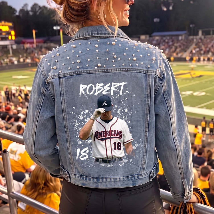 Upload Photo Bootleg Style - For Sport Lovers, Girlfriend - Personalized Denim Jacket 1