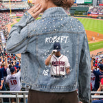 Upload Photo Bootleg Style - For Sport Lovers, Girlfriend - Personalized Denim Jacket 2