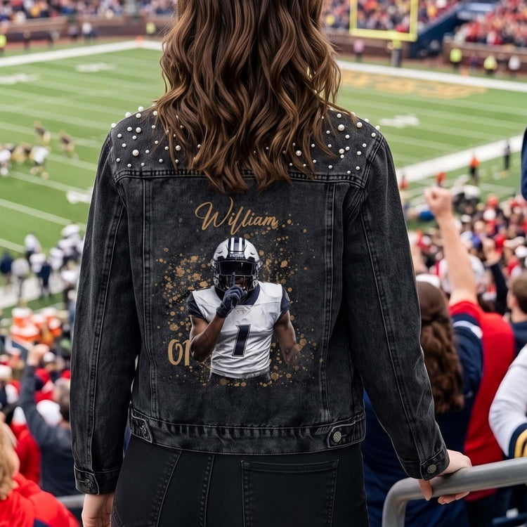 Upload Photo Bootleg Style - For Sport Lovers, Girlfriend - Personalized Denim Jacket 5