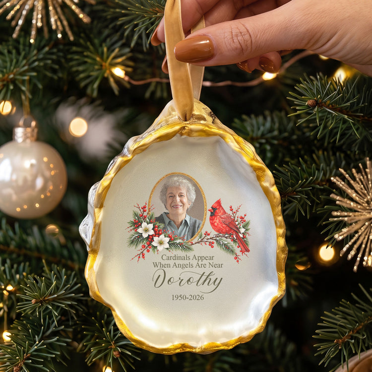 Upload Photo Memorial Loss Gifts Oyster - Personalized Ornament 2