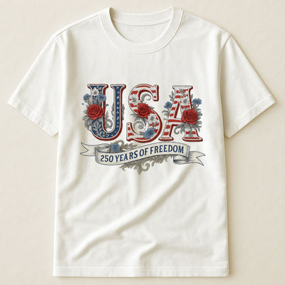 USA Floral 250 Years Of Freedom Vintage - Shirt