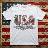USA Floral 250 Years Of Freedom Vintage - Shirt