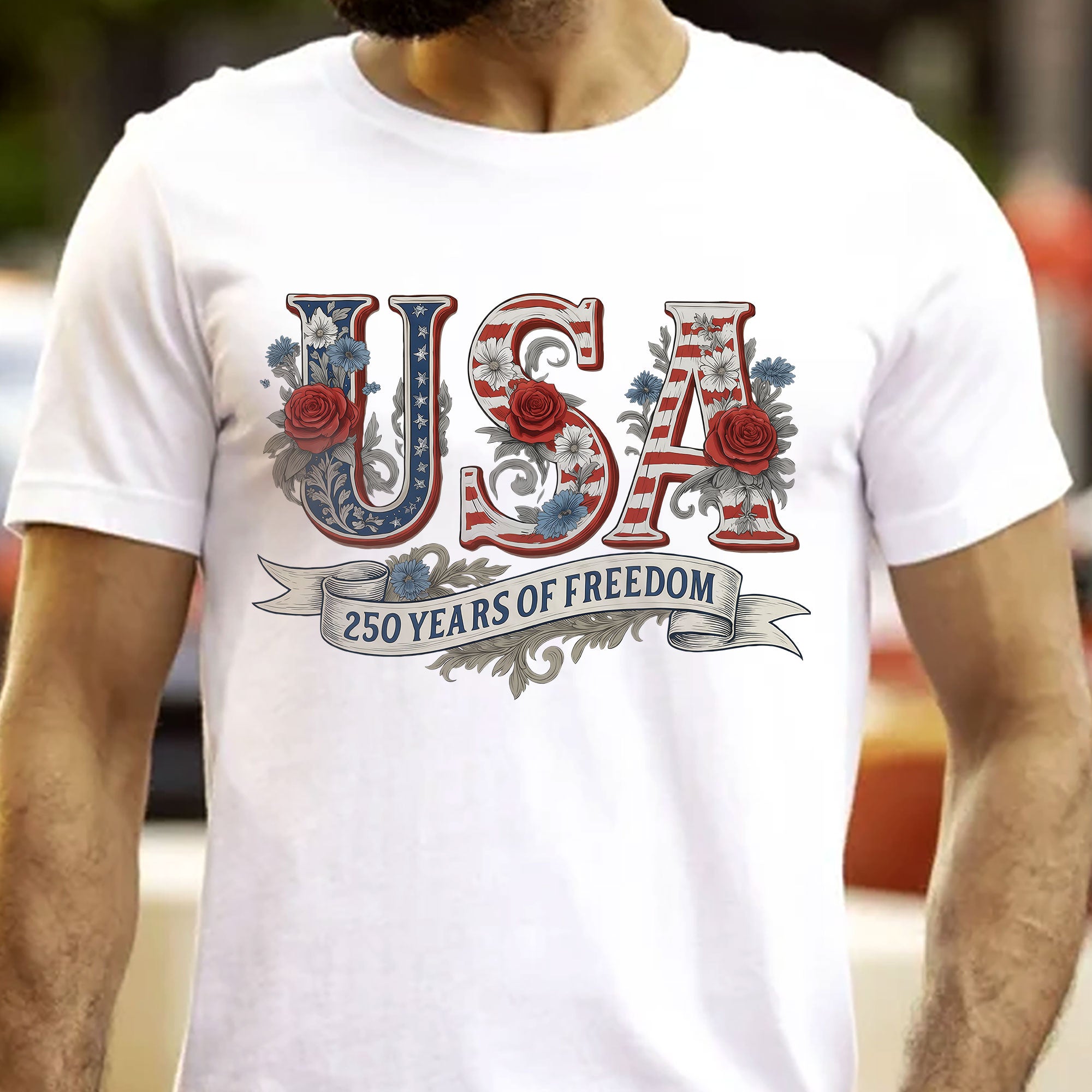 USA Floral 250 Years Of Freedom Vintage - Shirt