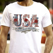USA Floral 250 Years Of Freedom Vintage - Shirt