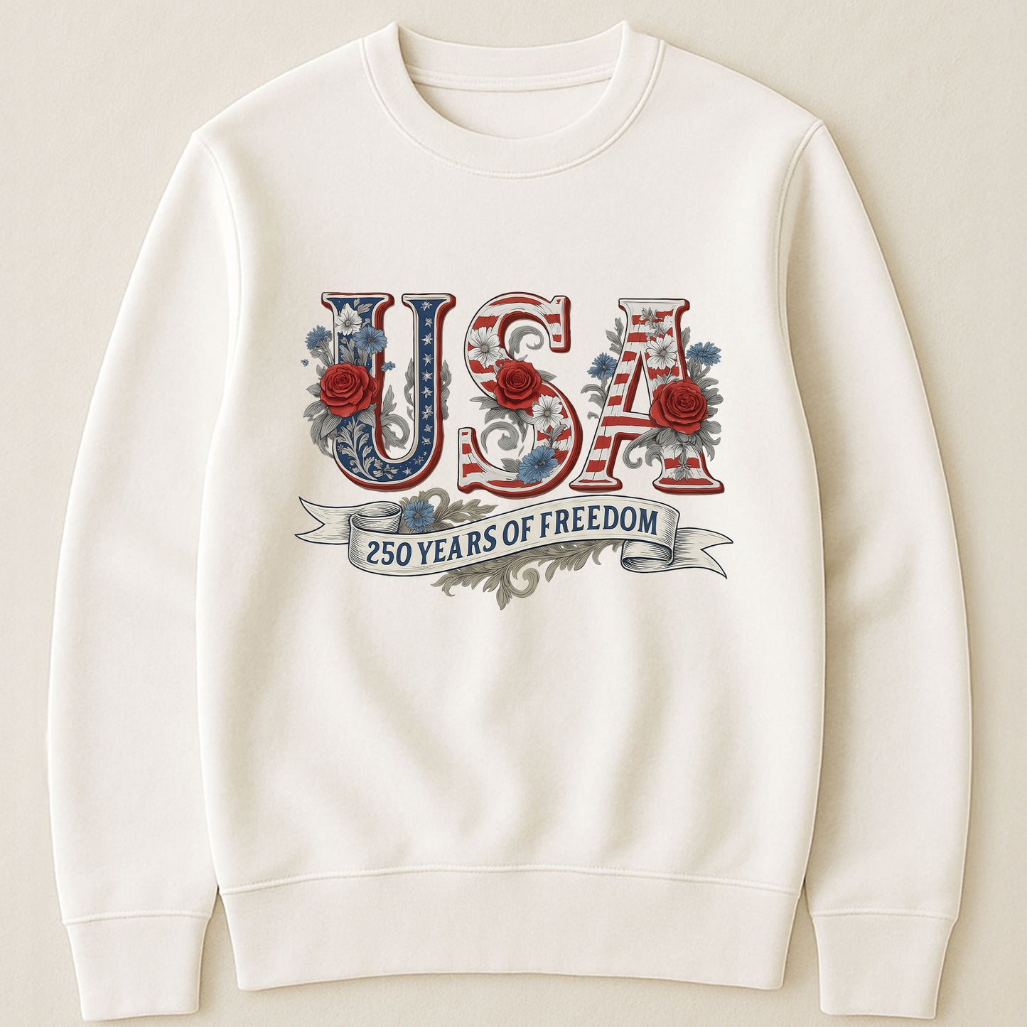 USA Floral 250 Years Of Freedom Vintage - Shirt