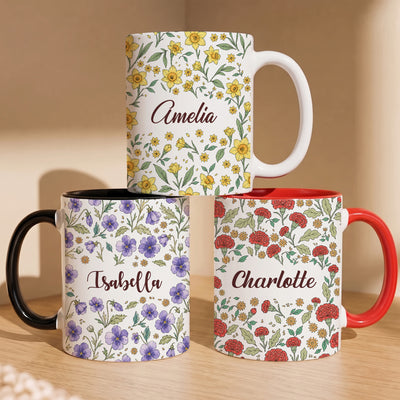 Vintage Birth Flower Wedding Bridesmaid Birthday Stocking Gift - Personalized Mug