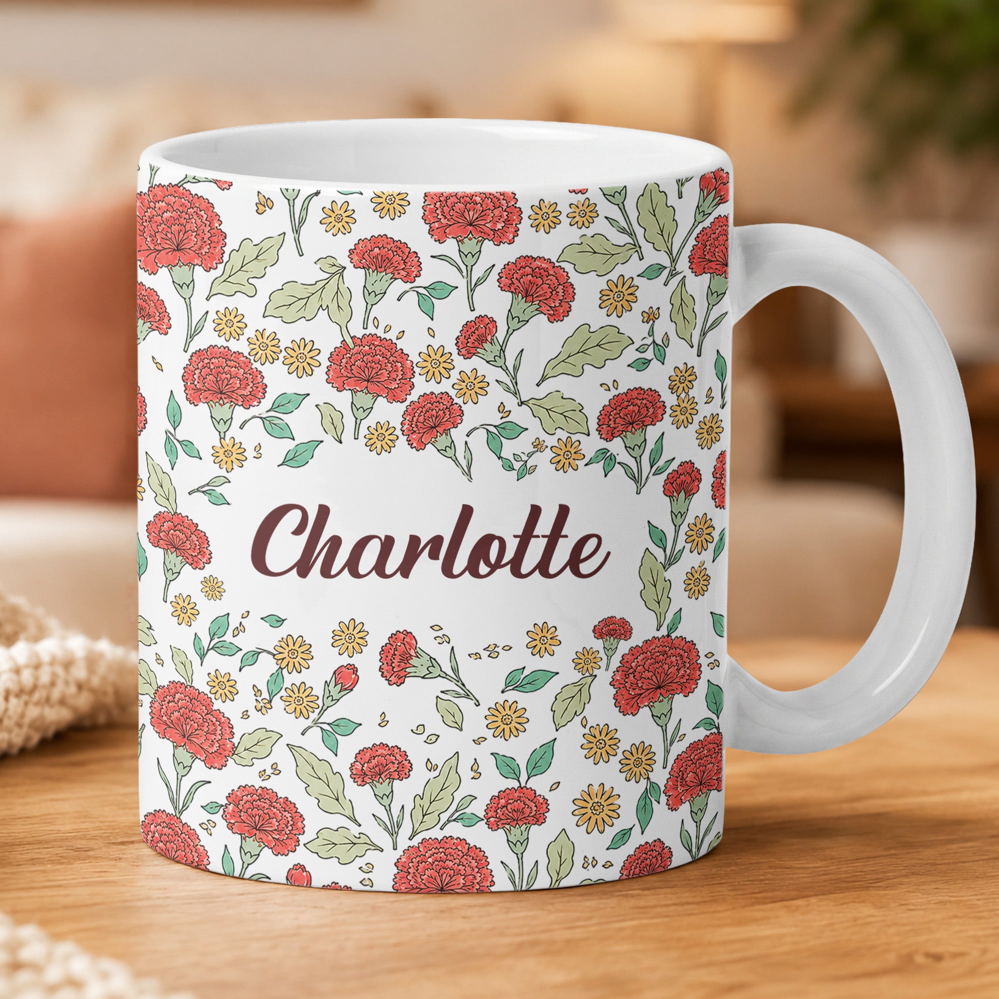 Vintage Birth Flower Wedding Bridesmaid Birthday Stocking Gift - Personalized Mug 2