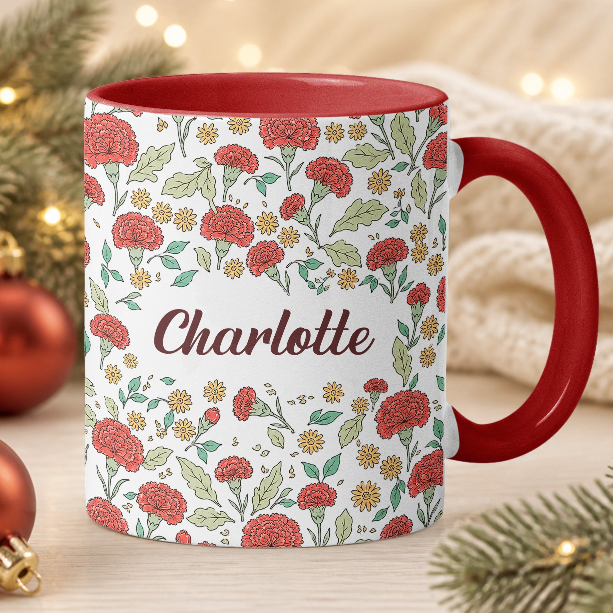 Vintage Birth Flower Wedding Bridesmaid Birthday Stocking Gift - Personalized Mug 3