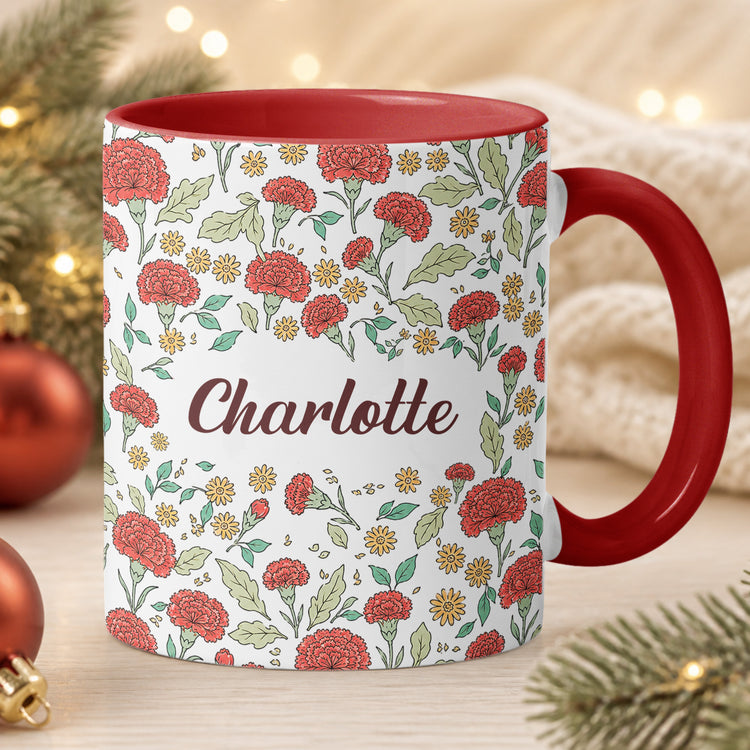 Vintage Birth Flower Wedding Bridesmaid Birthday Stocking Gift - Personalized Mug 3