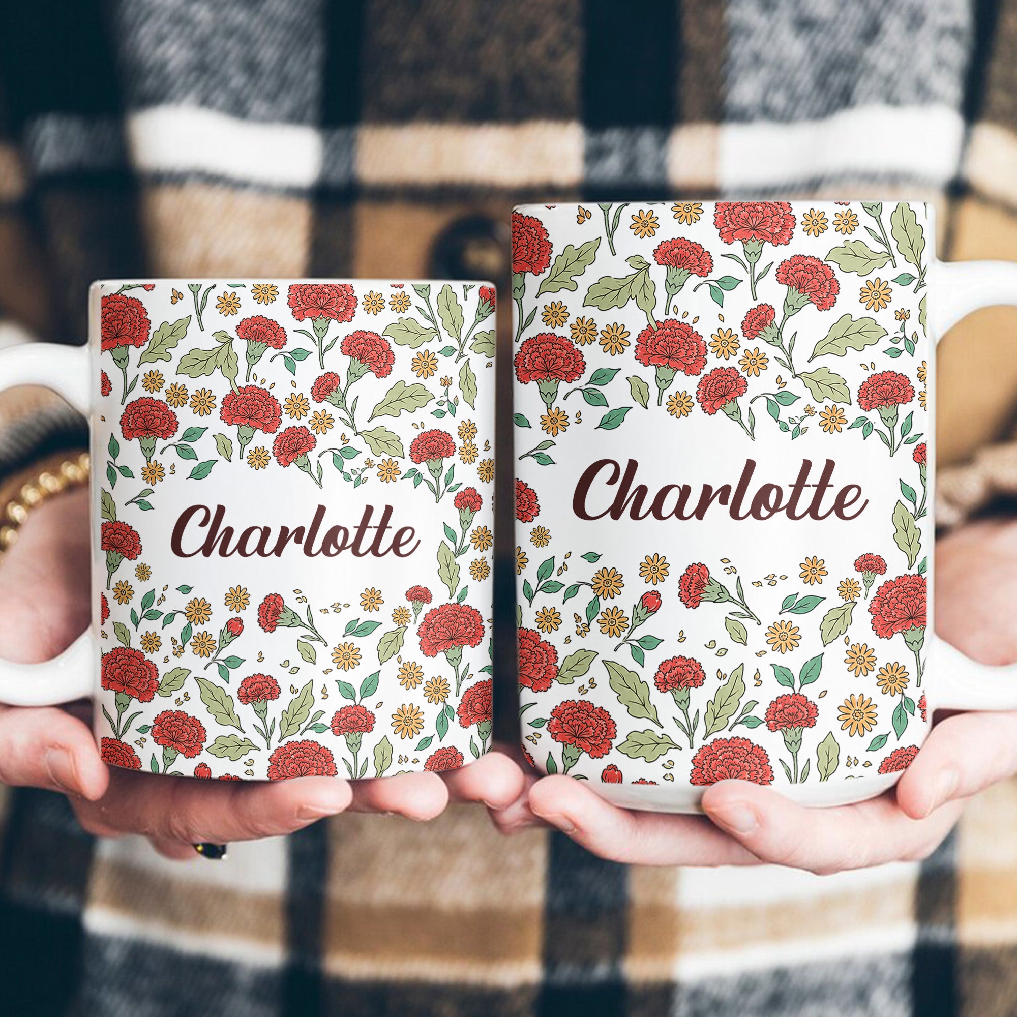 Vintage Birth Flower Wedding Bridesmaid Birthday Stocking Gift - Personalized Mug 4