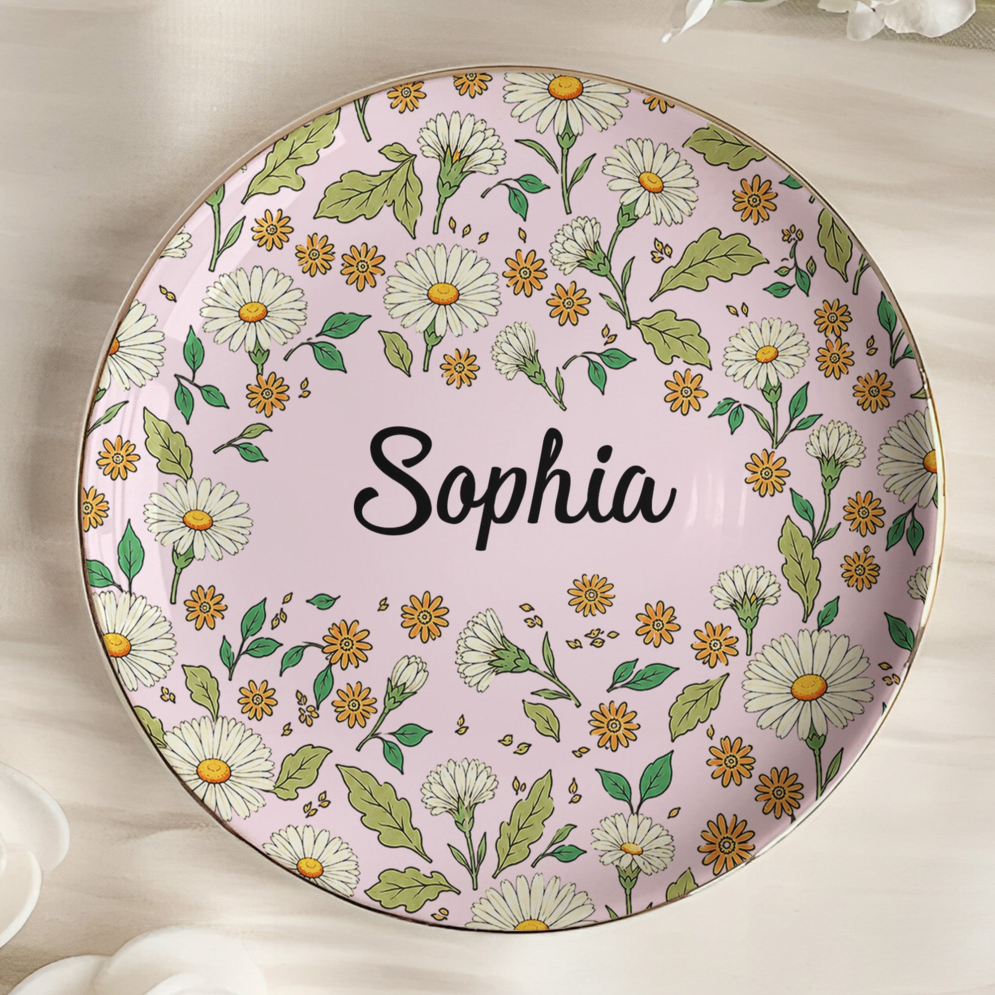 Vintage Birth Flower Wedding Bridesmaid Birthday Stocking - Personalized Jewelry Dish 5