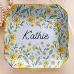 Vintage Birth Flower Wedding Bridesmaid Birthday Stocking - Personalized Jewelry Dish 6