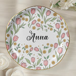 Vintage Birth Flower Wedding Bridesmaid Birthday Stocking - Personalized Jewelry Dish 7