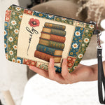 Vintage Book Patchwork Style Custom Birth Month Flower - Personalized Cosmetic Bag 3