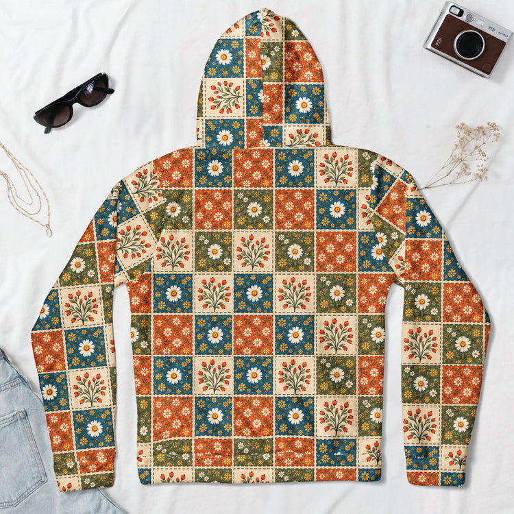 Vintage Book Patchwork Style Custom Birth Month Flower - Personalized Hoodie 3