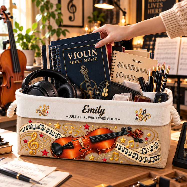 Violin Lovers, Violin Teacher Musician Music Lover Gift For Violinist - Personalized Storage Basket 3