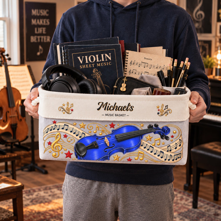 Violin Lovers, Violin Teacher Musician Music Lover Gift For Violinist - Personalized Storage Basket 4