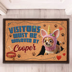 Visitors Must Be Approved By Custom Dog Name, Cat Name - Cartoon Your Pet - Personalized Doormat 2