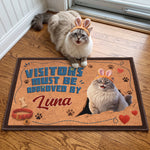 Visitors Must Be Approved By Custom Dog Name, Cat Name - Cartoon Your Pet - Personalized Doormat 3