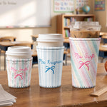 Watercolor Floral Stripe Pattern - Personalized Iced Coffee Sleeve 1