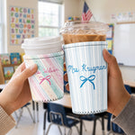 Watercolor Floral Stripe Pattern - Personalized Iced Coffee Sleeve 5