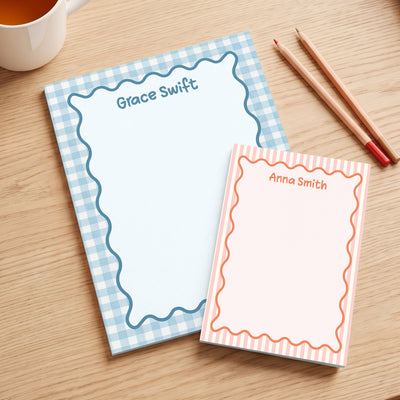 Wavy Border Custom Name For Coworker, Friends, Her - Personalized Notepad