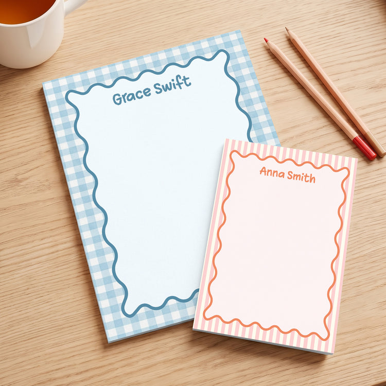 Wavy Border Custom Name For Coworker, Friends, Her - Personalized Notepad 1