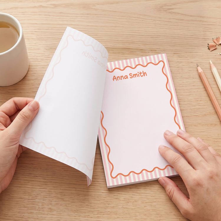 Wavy Border Custom Name For Coworker, Friends, Her - Personalized Notepad 2
