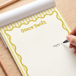 Wavy Border Custom Name For Coworker, Friends, Her - Personalized Notepad 3