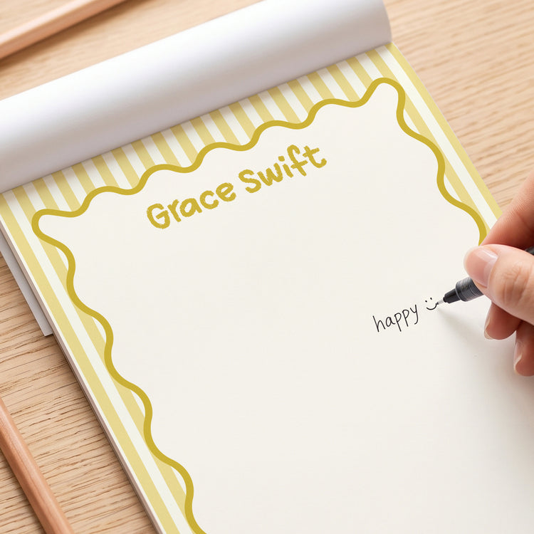 Wavy Border Custom Name For Coworker, Friends, Her - Personalized Notepad 3