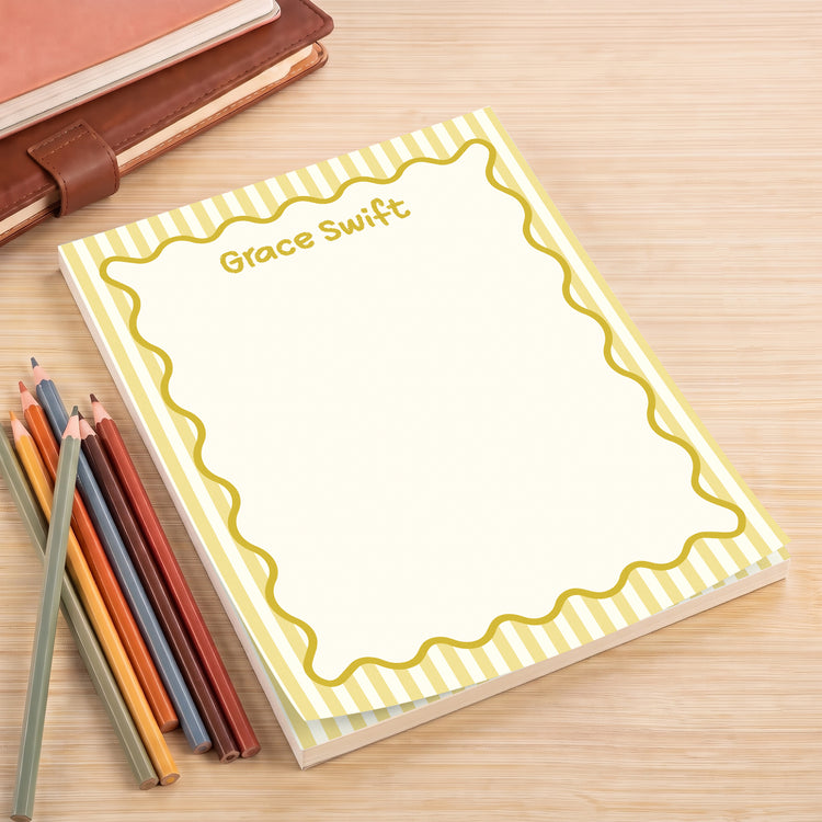 Wavy Border Custom Name For Coworker, Friends, Her - Personalized Notepad 4