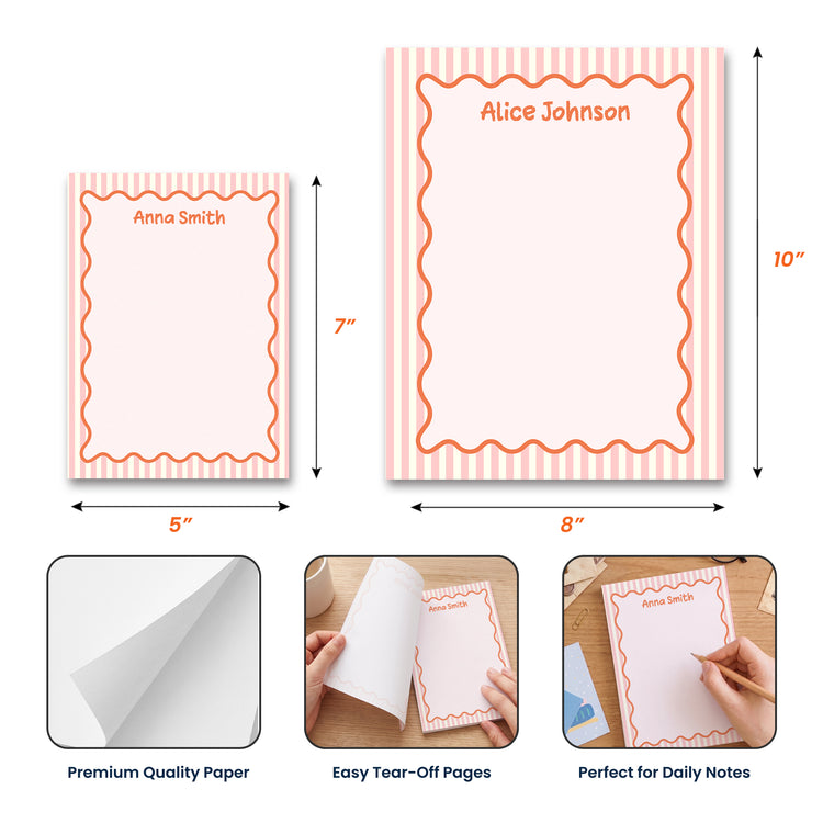 Wavy Border Custom Name For Coworker, Friends, Her - Personalized Notepad 5