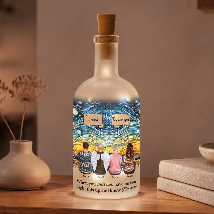 We Miss You Memorial Gifts First Christmas Without You - Personalized Bottle Lamp 1
