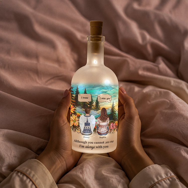 We Miss You Memorial Gifts First Christmas Without You - Personalized Bottle Lamp 3