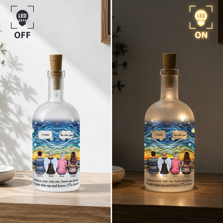 We Miss You Memorial Gifts First Christmas Without You - Personalized Bottle Lamp 4