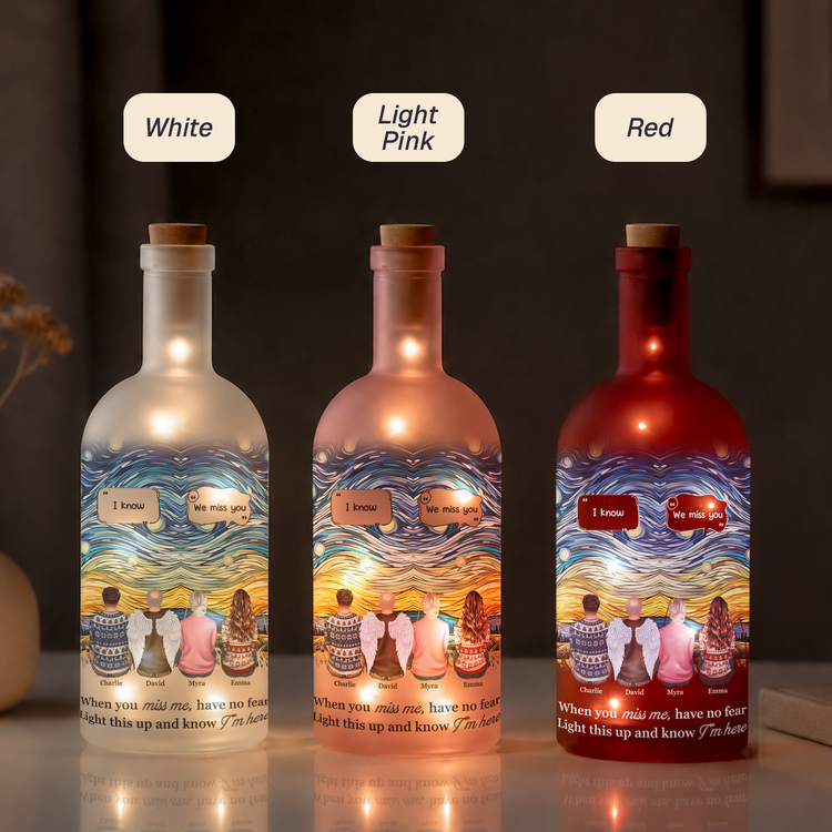 We Miss You Memorial Gifts First Christmas Without You - Personalized Bottle Lamp 5