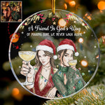We Never Walk Alone Custom Photo Watercolor Besties Gift - Personalized Ornament 2